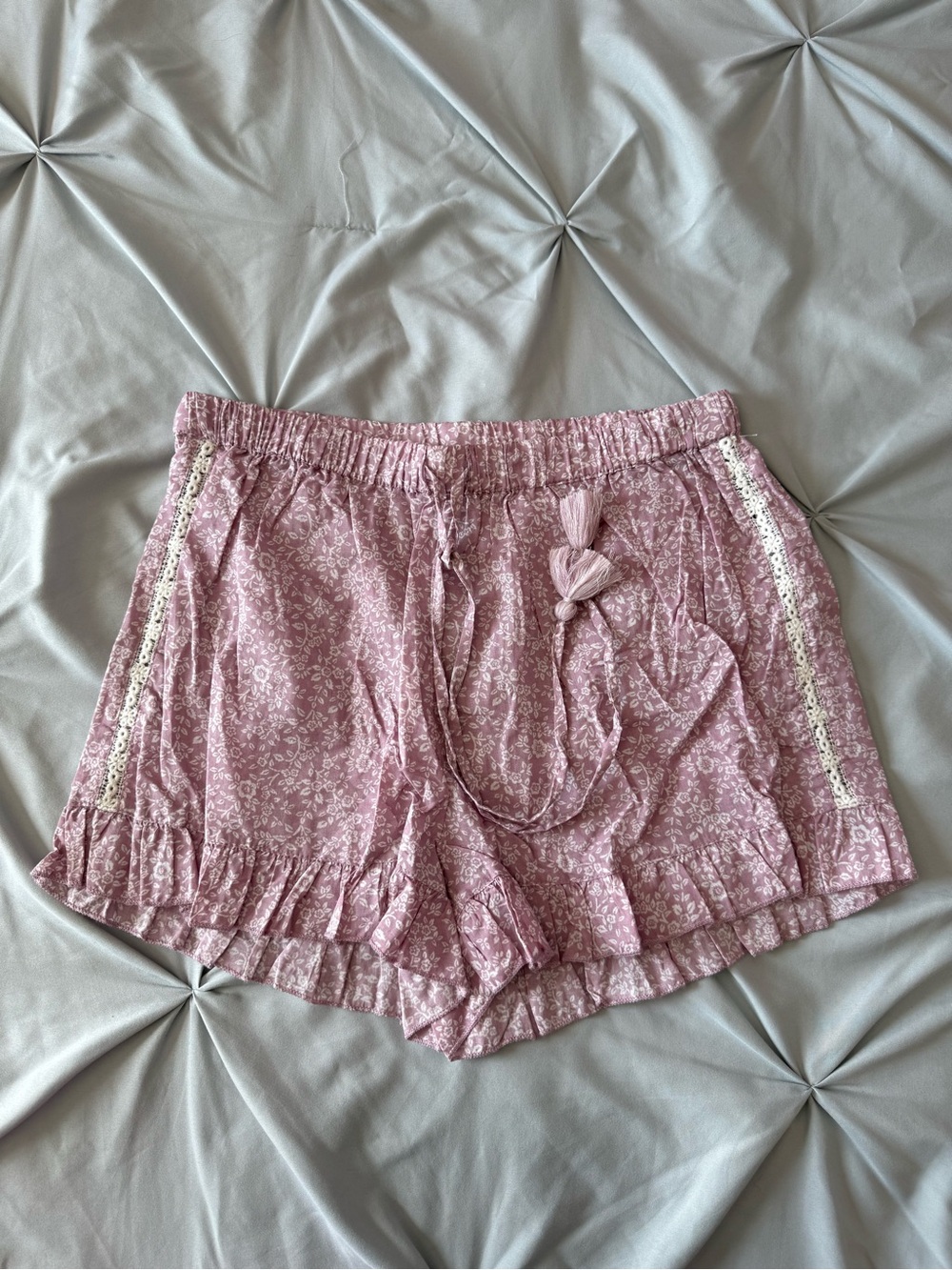 Rachel Ashwell Shabby Chic Floral Ruffle Pajama Shorts Pink Cottagecore Size S